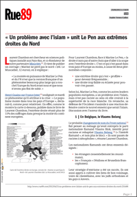 Article du site Rue89.com "Un problème avec l'islam" (picto)